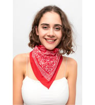 Kırmızı Beyaz Patchwork Paisley Desenli Bandana