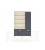 Arges Gardrop 8 Raflı 6 Çekmeceli Tek Kapaklı  132x30x195 Aytaşı-Antrasit