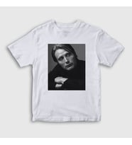Presmono Unisex Çocuk Beyaz Pose Mads Mikkelsen T-Shirt 555477tt (Beyaz)