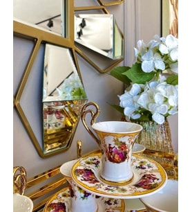 Royking Mabel 6 lı Kahve Fincan Seti 90 cc VRM 008 GOLD (Mor)