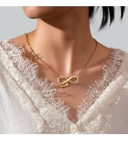Kişiye Özel 925 Ayar Gümüş Tasarım Sonsuzluk Model Çift İsim Sallantılı 3 Kalp Kolye (Gold)