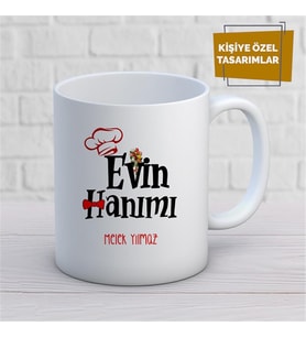 Kişiye Özel İsim Yazılabilir Evin Hanımı Kupa Bardak