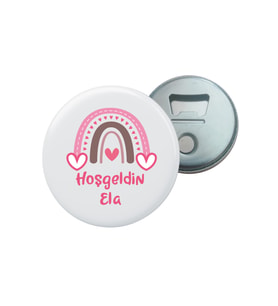 Kişiye Özel Tasarım Hoşgeldin Bebek Kalp İsim Baskılı Magnet Açacak (10 Adet) 04