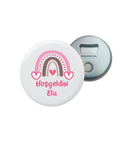 Kişiye Özel Tasarım Hoşgeldin Bebek Kalp İsim Baskılı Magnet Açacak (10 Adet) 04