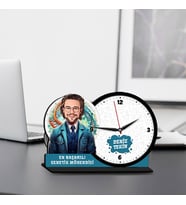 Erkek Genetik Mühendisine Hediye Karikatürlü MDF Masa Saati