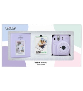 Instax mini 12 Lila Fotoğraf Makinesi 10'lu Film ve PVC Albüm Bundle Box