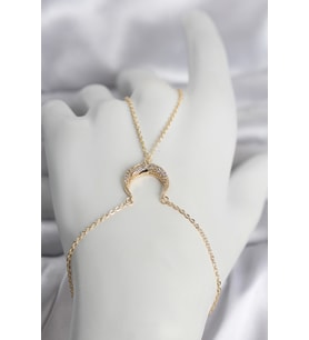 Pirinç Gold Renk Hilal Model Zirkon Taşlı Kadın Şahmeran 5886 - SSSSSS8738-5981