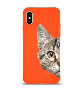 Apple iPhone XS Uyumlu Lansman Kılıf Catface Tasarımlı Altı Kapalı İçi Kadife Kaplı Silikon Kapak (Şeffaf)