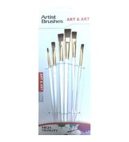 Art & Art 6'lı Düz Fırça Seti (Şeffaf Akrilik Saplı) 
