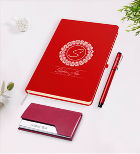 BK Gift Kişiye Özel İsimli Kırmızı Defter Kalem Kartvizitlik Hediye Seti-2