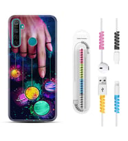 Realme 5i 5 Pro 6i 7 Pro 8 Kılıf Kablo Koruma Spiral Silikon Finger planet 1740