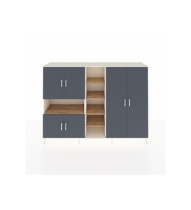 Hyperion Dolap 13 Raflı 6 Kapaklı 220x44x163 Aytaşı-Antrasit/Çam