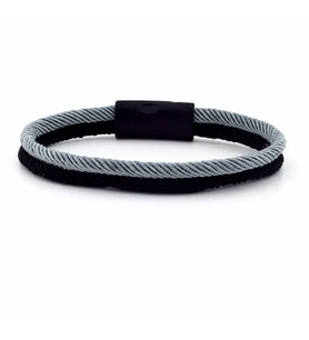 GRİ SİYAH İKİ SIRALI METAL MIKNATISLI ERKEK BİLEKLİK M014E