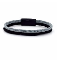 GRİ SİYAH İKİ SIRALI METAL MIKNATISLI ERKEK BİLEKLİK M014E