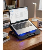 USB Girişli Laptop Soğutma Standı Çift Fan Mavi Işıklı Notebook Soğutucu