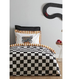 Young Speed Way %100 Pamuk Tek Kişilik Fitted Nevresim Takımı (Siyah)