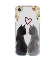 Iphone XR Uyumlu Kedi Çiftler Tasarımlı Şeffaf Telefon Kılıfı