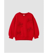 LCW Kids Kırmızı Fiyonk Nakışlı Kız Çocuk Kalın Sweatshirt
