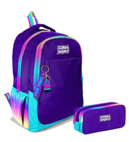 Coral High Kız Çocuk Rainbow Fermuarlı Mor İlkokul ve Ortaokul Sırt Çantası ve Kalemlik Seti