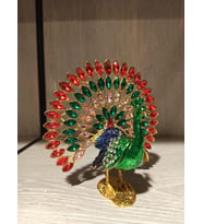 Swarovski Taşlı Tavus Kuşu Mücevherlik / Dekoratif Biblo (Beyaz)