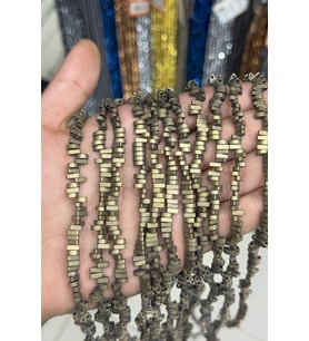 Hematit Taşı Bombeli Kesim Sarı 6x2mm Doğal Taş Dizi