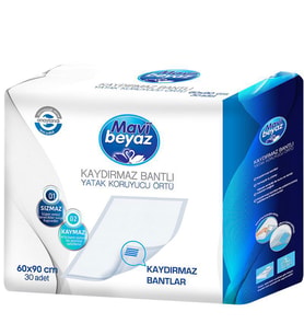 Mavi Beyaz Hasta Alt Açma Yatak Koruyucu Örtü 60*90CM (İç Adet 30 Adet) Kaydırmaz Bantlı
