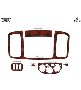 Meriç® Renault Trafic Ön Torpido Kaplama Maun 6 Parça 2001-2006 (Maun)