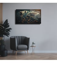 Leylaser Dünya Temalı Cam Tablo Duvar Dekoru 3