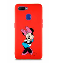 Oppo A12 Soft Premier Kapak Minnie Mouse-D Tasarımlı Silikon Kılıf - Kırmızı (Şeffaf)