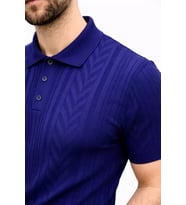 Erkek Yazlık Triko Tişört Kısa Kol Polo Yaka Düğmeli T-Shirt - Lacivert
