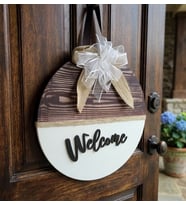 Welcome Yazılı MDF Kapı Süsü 28 cm Dekoratif Duvar ve Kapı Aksesuarı