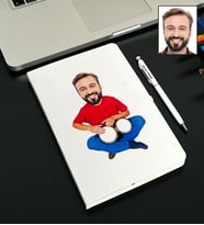Kişiye Özel Darbuka Tasarımlı Karikatürlü Beyaz Defter Kalem Seti 108