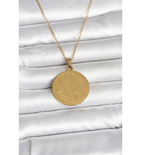 316L Çelik Gold Renk Ayetel Kürsi Yazılı Kolye TJ-BKO11059
