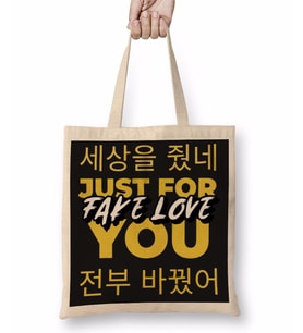 Bts Fake Love Typography Bez Çanta Uzun Saplı