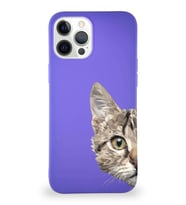 Apple iPhone 12 Pro Max Soft Premier Kapak Catface Tasarımlı Silikon Kılıf - Mor (Şeffaf)