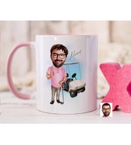 Bk Gift Kişiye Özel Golf Oyuncusu Karikatürlü Pembe Kupa Bardak-7, Sevgiliye Hediye, Arkadaşa Hediye