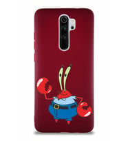 Xiaomi Redmi Note 8 Pro Soft Premier Kapak Bay Yengeç Tasarımlı Silikon Kılıf - Mürdüm (Şeffaf)