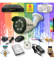 Qromax 1 Kameralı Set - Gece Renkli Gösteren Hareket Algılayan 8 Warm Ledli 1080P Turbo HD Güvenlik Kamerası Seti 3908W-9004