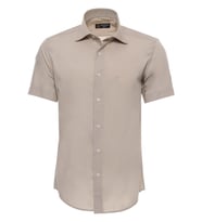 Kısa Kollu Terikoton Slim Fit Krem Erkek Gömlek - Wessi