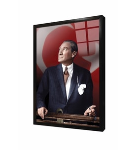 Tablosan İstikbal Göklerdedir Atatürk Portresi Çerçeveli Cam Tablo