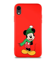Apple iPhone XR Soft Premier Kapak Mickey Mouse-G Tasarımlı Silikon Kılıf - Kırmızı (Şeffaf)
