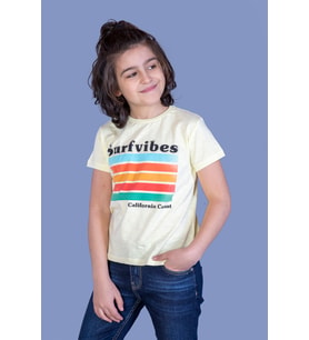 Toontoy Erkek Çocuk Surfvibes Baskılı Tişört (Sarı)