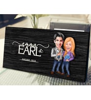 BK Gift Kişiye Özel Sevgililer Karikatürlü Kabartma Figürlü Ahşap Tablo, Duvar Dekoru, Arkadaşa Hediye, Özel Tasarım Ev Hediyesi-50 (Siyah)