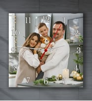 Kişiye Özel Ev Hediyesi Fotoğraf Baskılı 40 cm Kare Duvar Saati Sessiz Akar Mekanizmalı