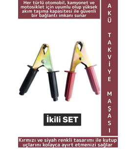 Premium Otomobil Motosiklet Kamyonet Güçlü Mekanizma Artı Eksi Büyük Boy Akü Takviye Kablo Maşası