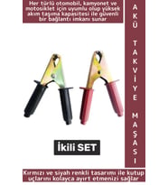 Premium Otomobil Motosiklet Kamyonet Güçlü Mekanizma Artı Eksi Büyük Boy Akü Takviye Kablo Maşası