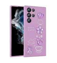 Galaxy S22 Ultra Kılıf Kabartma Figürlü Parlak Toys Silikon Kılıf (Mor)