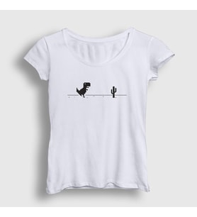 Presmono Kadın Beyaz No Internet Dinosaur Dinozor T-Shirt 361833tt