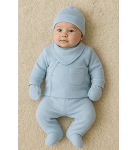 Mulvxbby Bby02 Cepli Çizgili 5'Li % 100 Pamuk Hastane Çıkış Seti (Mulvix)