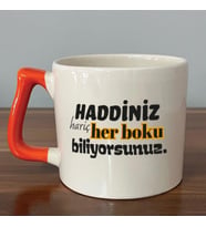 Haddiniz Hariç Her Boku Biliyorsunuz Baskılı Turuncu Kulplu D Kupa